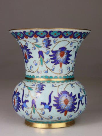 Vaas Zhadou Coupe en Bronzen Cloisonné - Bloemen - Brons,