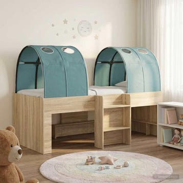 vidaXL Bed met Tunnel 3 st Sonoma eiken en lichtblauw, Verzenden, Nieuw, Bruin, Hout