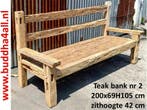 oude Javaanse stationsbank gemaakt van teakhout, tuinbank, Tuin en Terras, Tuinsets en Loungesets, 3 zitplaatsen, Teakhout, Nieuw