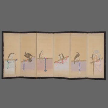 Kamerscherm - Papier, Zijde - Japan - late Edo-periode –