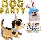 Dog party set met ballonnen, verjaardagshoed en taarttopper, Verzenden, Nieuw