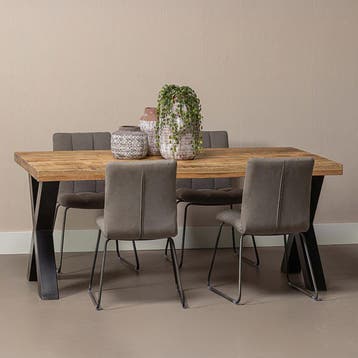 Mangohouten Eettafel Rechthoek Cedric 260x100 cm (6cm), Huis en Inrichting, Verzenden, Nieuw, Industriële meubels, Rechthoekig