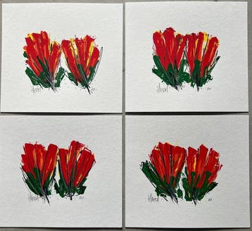 Ad van Hassel (1953) - Tulips (lot of 4)