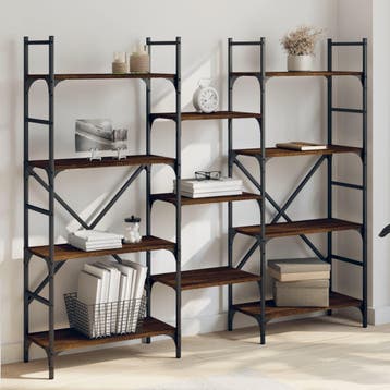 vidaXL Boekenkast 160x28,5x136,5 cm bewerkt hout bruin, Verzenden, Nieuw, Overige houtsoorten