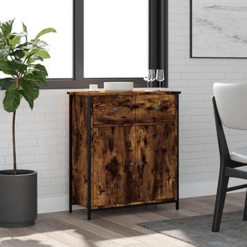 vidaXL Dressoir 70x30x80 cm bewerkt hout gerookt, Verzenden, Nieuw, 50 tot 100 cm, 25 tot 50 cm