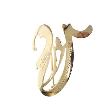 Vintage gouden broche; letter V, Ophalen of Verzenden, Gebruikt, Overige kleuren, Goud