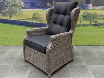 Toscane XL lounge tuinstoel verstelbaar grijs, Tuin en Terras, Tuinstoelen, Ophalen of Verzenden, Nieuw, Wicker