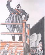 Fascist spreekt mensen toe op spotprent (lijst optie), Verzenden