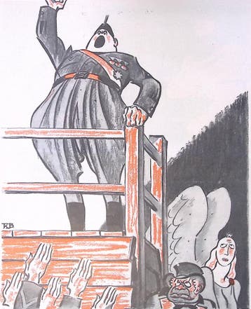 Fascist spreekt mensen toe op spotprent (lijst optie), Verzenden