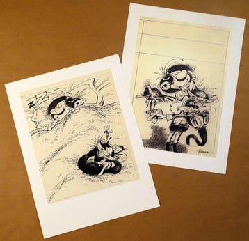 Franquin, André - 2 Offset Print - Gaston - Le Cas Lagaffe -, Boeken, Nieuw