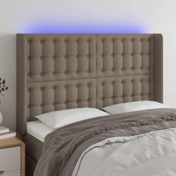 vidaXL Hoofdbord LED 147x16x118/128 cm stof taupe, Verzenden, Nieuw, Stof