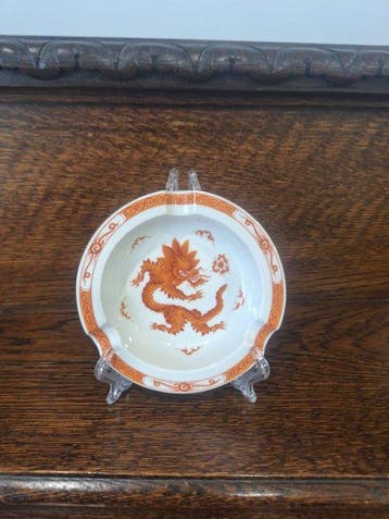 Asbak - Red Ming Dragon Meissen Ashtray - Porselein - Geen