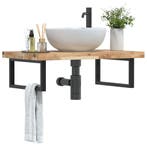 vidaXL Badkamer wandschap staal en massief acaciahout, Verzenden, Nieuw