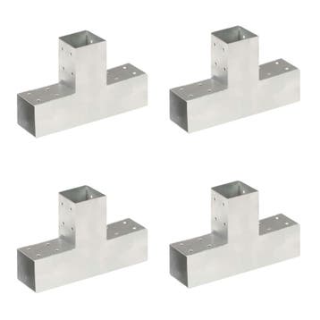 vidaXL Paalverbindingen 4 st T-vorm 71x71 mm gegalvaniseerd, Verzenden, Nieuw