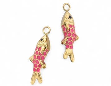 1 x vis bedel roze– ca. 36,5 x 12 x 7 mm – oogje: 2 mm, Ophalen of Verzenden, Nieuw, Kraal