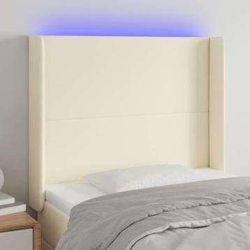 vidaXL Hoofdbord LED 83x16x118/128 cm kunstleer crèmekleurig, Verzenden, Nieuw, Crème, Overige materialen