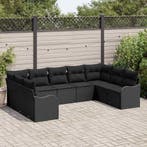 vidaXL Tuin Sofa Set Zwart poly rattan, Tuin en Terras, Verzenden, Nieuw, Rotan, Meer dan 8 zitplaatsen