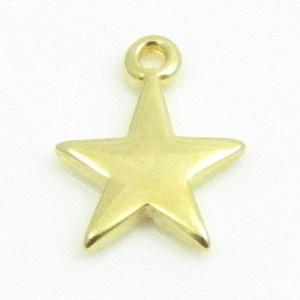 1 x DQ metaal hanger ster goud kleur ca. 14 x 12mm, oogje..., Ophalen of Verzenden, Nieuw, Bedel