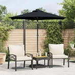 vidaXL Parasol met stalen paal 225x225x212 cm zwart, Verzenden, Nieuw, 2 tot 3 meter