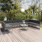 vidaXL 11-delige Loungeset met kussens poly rattan grijs, Tuin en Terras, Verzenden, Nieuw, Rotan, Loungeset