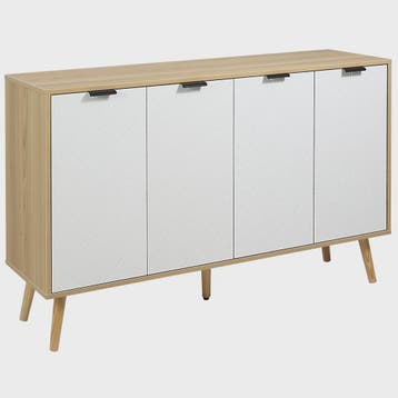 Modern Wit Dressoir met Natuurlijk Houtdetail - 120 cm Breed, Huis en Inrichting, Kasten | Dressoirs, Verzenden, Nieuw