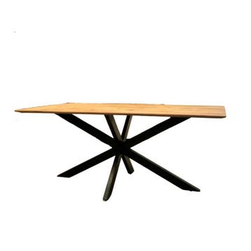 Rechthoekige tafel met kruispoot acacia -  180 cm x 90, Huis en Inrichting, Tafels | Eettafels, Ophalen of Verzenden, Nieuw