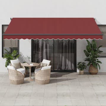 vidaXL Luifel handmatig uittrekbaar 450x350 cm bordeauxrood, Verzenden, Nieuw