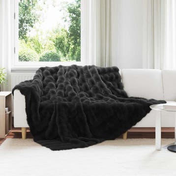 vidaXL Antislip deken van imitatie konijnenbont Olite Zwart, Verzenden, Nieuw, Zwart