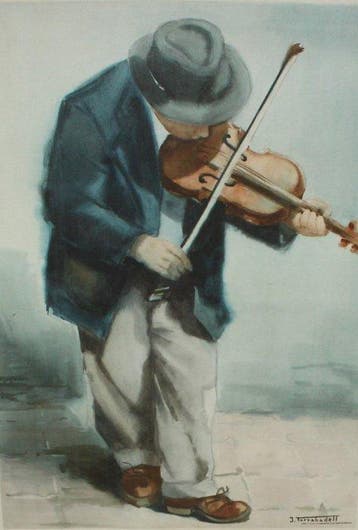 Joan Torrabadell (1913-1991) - El Violinista Callejero, Antiek en Kunst
