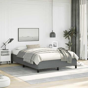 vidaXL Bedframe zonder matras donkergrijs 137x190 cm stof, Huis en Inrichting, Slaapkamer | Bedden, Verzenden, Nieuw, Tweepersoons