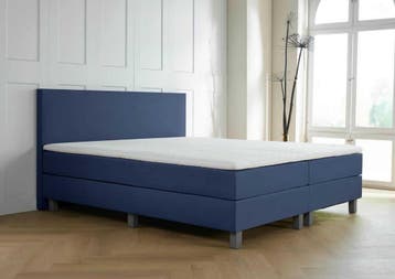 ACTIE! Boxspring Turijn 160 200 Blauw, 200 cm, Modern, 160 cm, Verzenden