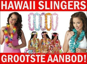 Hawai slinger Kind Vrouw Man - Enorm aanbod Hawaii kransen!, Ophalen of Verzenden, Nieuw, Feestartikel, Overige