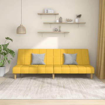 vidaXL Slaapbank 2-zits stof geel, Verzenden, Minder dan 150 cm, Stof, Nieuw