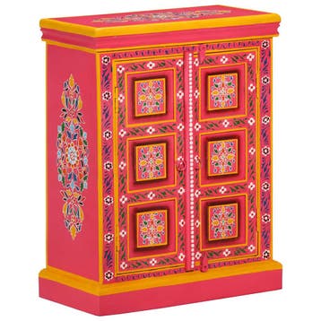 vidaXL Wandkast handgeschilderd massief mangohout roze, Verzenden, Nieuw, 50 tot 100 cm, Minder dan 100 cm
