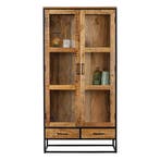 Vitrinekast Mangohout Owen 95 cm, Verzenden, Nieuw, Overige houtsoorten, Industriële meubels