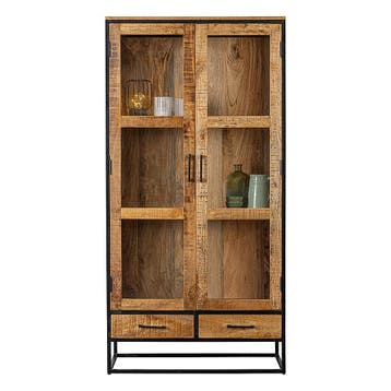 Vitrinekast Mangohout Owen 95 cm, Huis en Inrichting, Kasten | Vitrinekasten, Verzenden, Nieuw, Overige houtsoorten, Industriële meubels