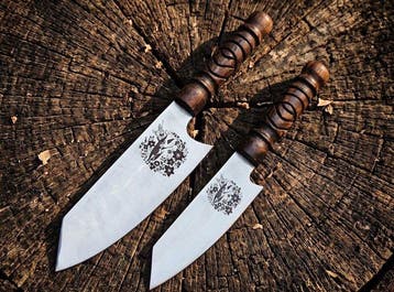 Premium Kitchen , Chef Knife , Etching with Shark Logo Hand