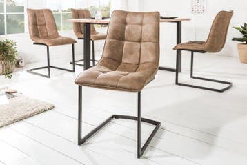 Design sledestoel MIAMI taupe bruin metalen frame mat zwart, Huis en Inrichting, Stoelen, Ophalen of Verzenden, Nieuw