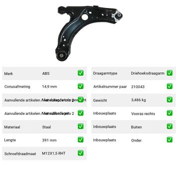 Draagarm Vooras rechts Buiten Onder Volkswagen New Beetle, Verzenden, Nieuw, Volkswagen