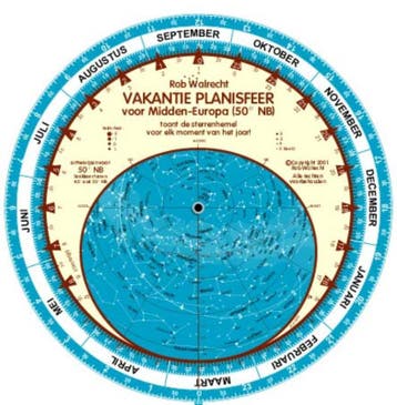 Nederlandse Vakantie-Planisfeer Voor Midden-Europa (50 Grade, Ophalen of Verzenden, Nieuw, Rob Walrecht