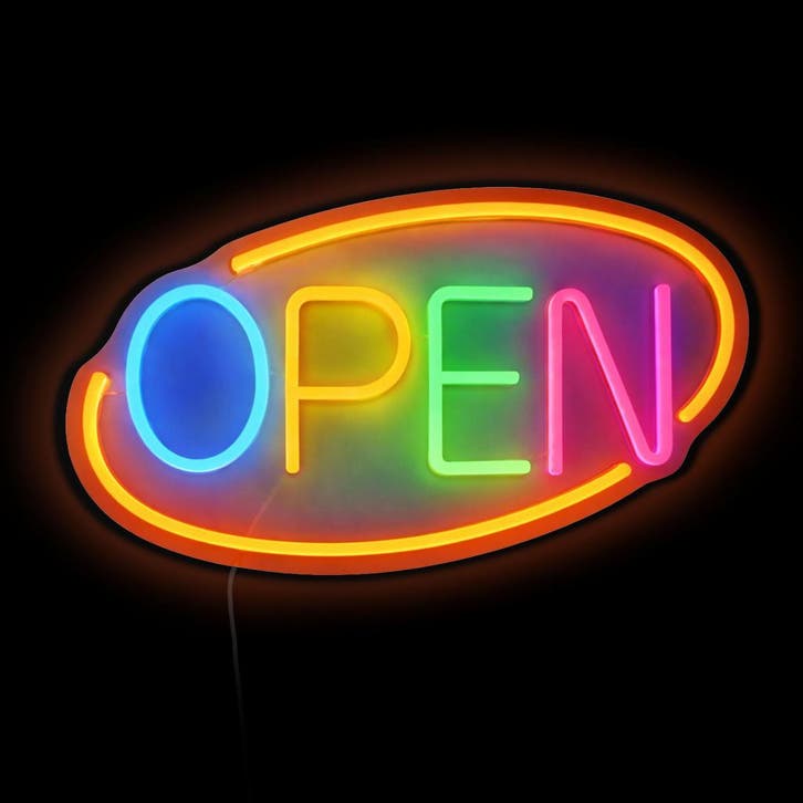 GGM Gastro | Led lichtbord - OPEN - dimbaar - Oranje - Bont, Huis en Inrichting, Keuken | Servies, Nieuw, Bord(en), Verzenden