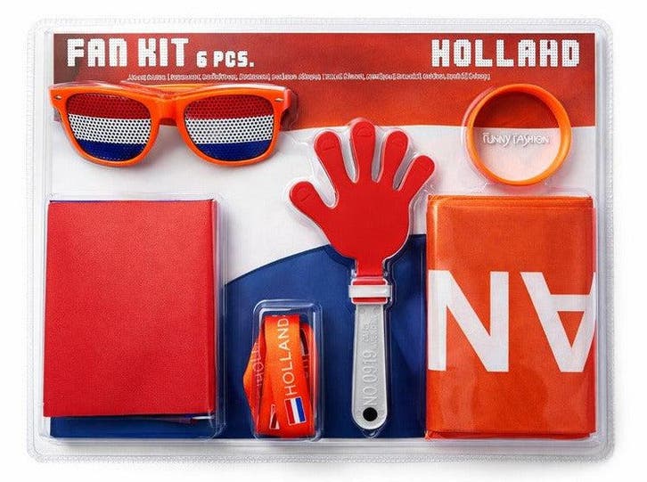 Oranje Fan Kit 6 Delig – Complete Supporter Set, Hobby en Vrije tijd, Feestartikelen, Verzenden