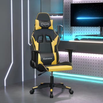 vidaXL Gamestoel kunstleer zwart en goud, Huis en Inrichting, Bureaustoelen, Verzenden, Nieuw