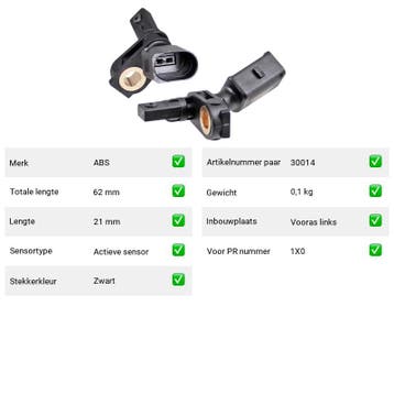ABS-sensor Vooras links SEAT Cordoba 1.2 (2002-2006), Verzenden, Nieuw, Seat