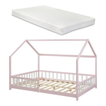 Kinderbed Hesel huisbed met matras en uitvalbeveiliging 120x, Verzenden, Nieuw