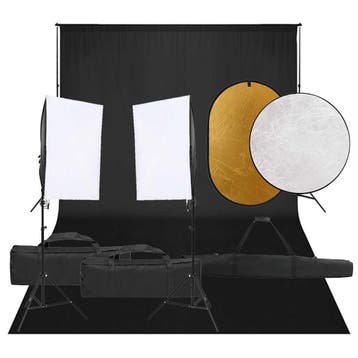 vidaXL Fotostudioset met verlichtingsset, achtergrond en, Audio, Tv en Foto, Fotografie | Fotostudio en Toebehoren, Verzenden