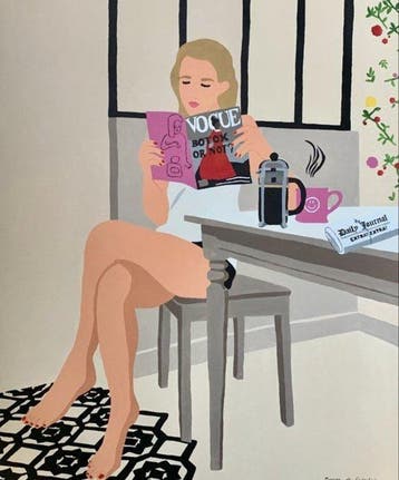 Marine de Quenetain (1982) - Pause café, Antiek en Kunst, Kunst | Schilderijen | Modern