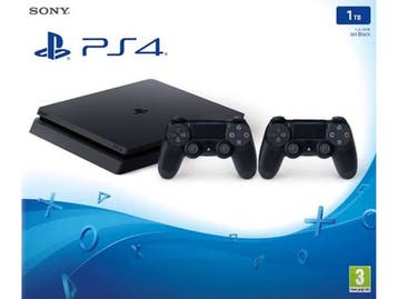 Sony Playstation 4 slim 1 TB - incl. 2 draadloze controllers, Verzenden, Zo goed als nieuw
