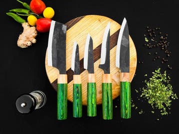 Keukenmes - Kitchen knife set - 578 - Staal, Hout,