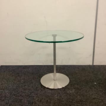 glazen bijzet tafel, (hxb) 40x45 cm, Metaform Bon, Huis en Inrichting, Tafels | Salontafels, Ophalen of Verzenden, Gebruikt